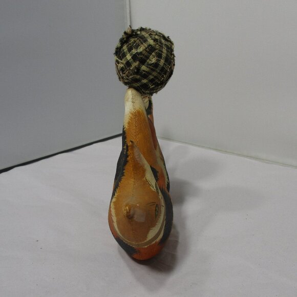 Stuffed Painted Folk Art Calico Cat Kitten Kitty Playing with Ball - Picture 3 of 8